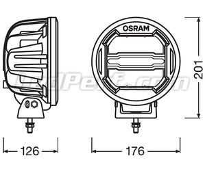 Schéma des dimensions du Phare addtionnel LED Osram LEDriving® ROUND MX180-CB