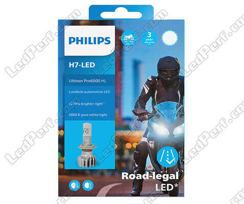 Verpackung der zugelassenen H7 LED Philips ULTINON Pro6000 Motorradlampe - 11972U6000X1