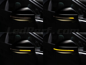 Verschiedene Phasen der Lichtabfolge der dynamischen Osram LEDriving® Blinker für Audi A3 8V Außenspiegel