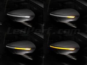 Verschiedene Phasen der Lichtabfolge der dynamischen Osram LEDriving® Blinker für Seat Arona Außenspiegel