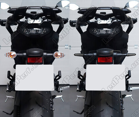 Vergleich vor und nach der Installation Dynamische LED-Blinker + Bremslichter für Indian Motorcycle Scout 1133 (2015 - 2023)