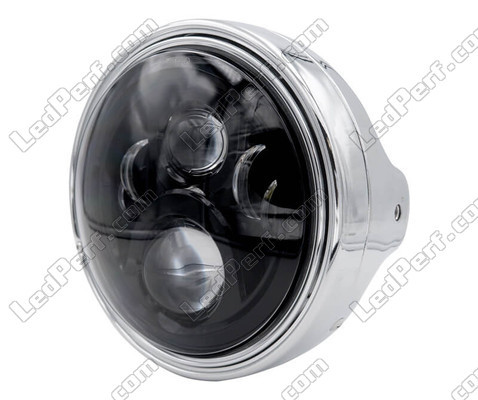 Beispiel eines runden Scheinwerfers aus Chrom mit schwarzer LED-Optik von Moto-Guzzi Griso 1100