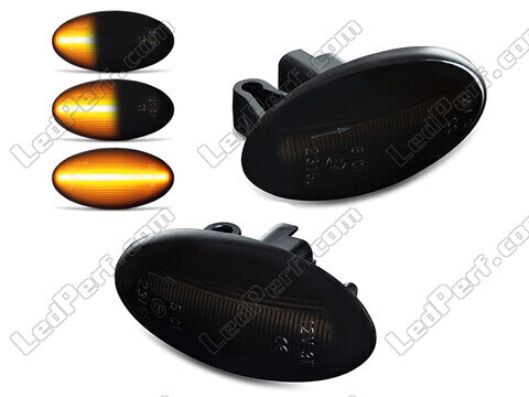 Répétiteurs latéraux dynamiques à LED pour Peugeot 1007 - Version noire fumée