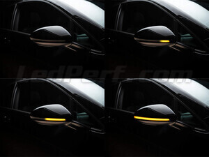 Différentes étapes du défilement de la lumière des Clignotants dynamiques Osram LEDriving® pour rétroviseurs de Volkswagen Passat B8