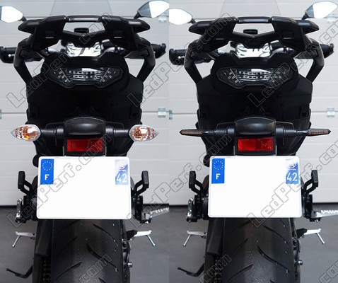 Comparatif avant et après le passage aux lignotants Séquentiels à LED de Kawasaki J300