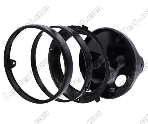 Phare rond noir pour optique full LED de Moto-Guzzi Breva 750, assemblage des pièces
